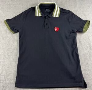 INIMIGO Contrast Heart Polo Shirt Men's L Black Olive Made in Portugal